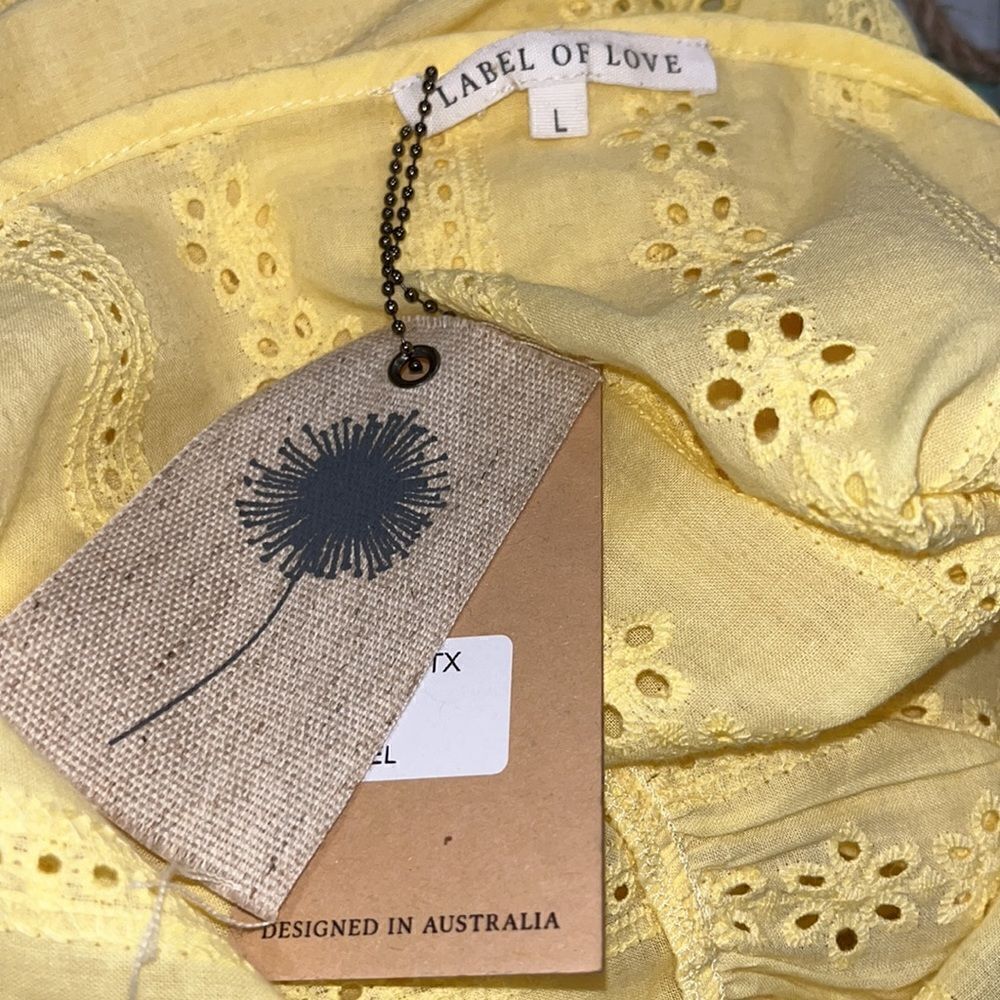 Nwt Anthropologie Label of Love embroidered yellow sundress. - Picture 6 of 6